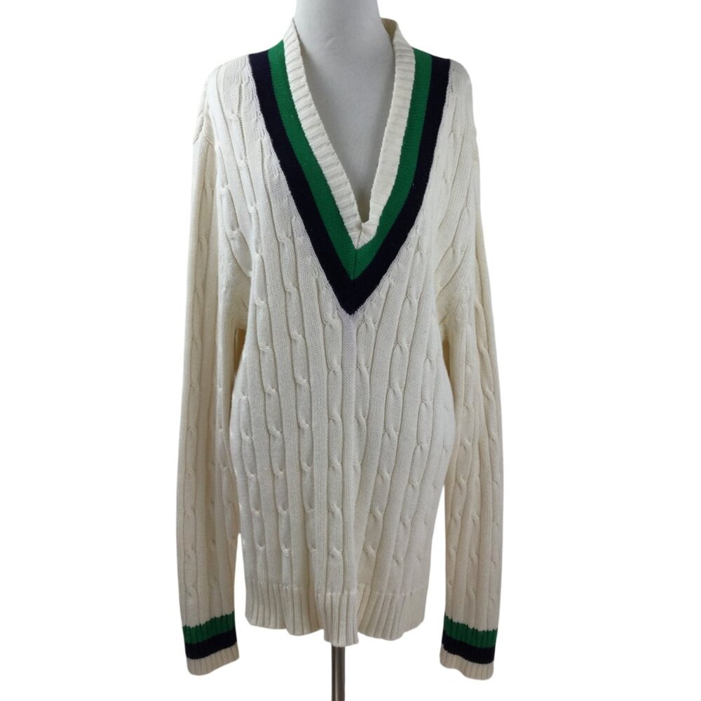 The J. Peterman Company V-Neck Varsity Sweater m